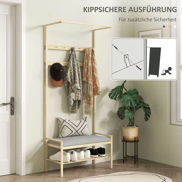 Vaateripustin, 73,5L x 34S x 171K cm, Luonnonvärinen