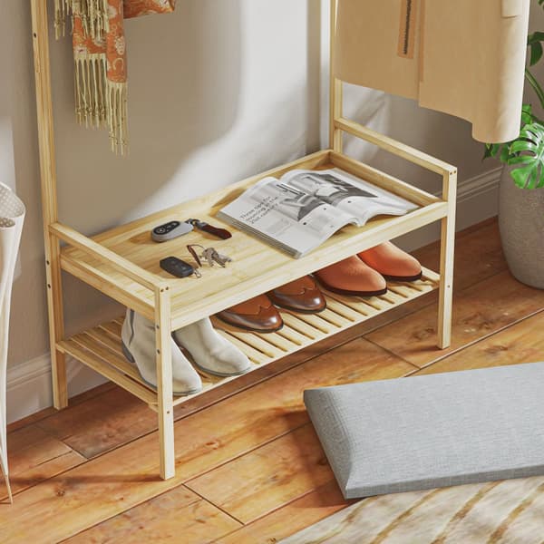 Vaateripustin, 73,5L x 34S x 171K cm, Luonnonvärinen