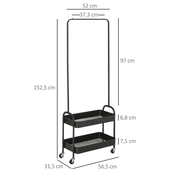 Klädställning, 56.5x31.5x152.5 cm, Svart