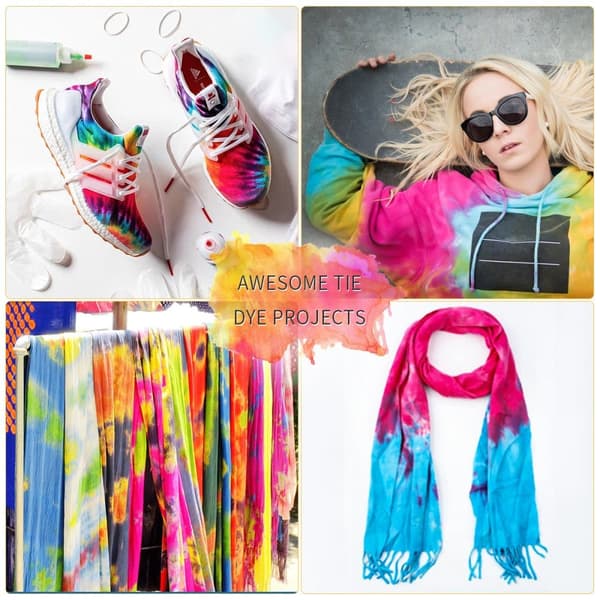 Tie-Dye Kit, Stof Tekstil Farver Levende Stof Tekstil med 20 stk gummibånd & 4 stk vinyl handsker