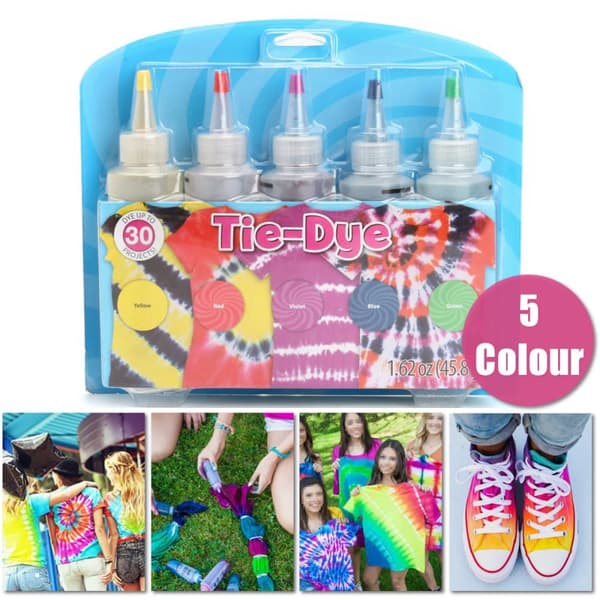 Tie-Dye Kit, Stof Tekstil Farver Levende Stof Tekstil med 20 stk gummibånd & 4 stk vinyl handsker