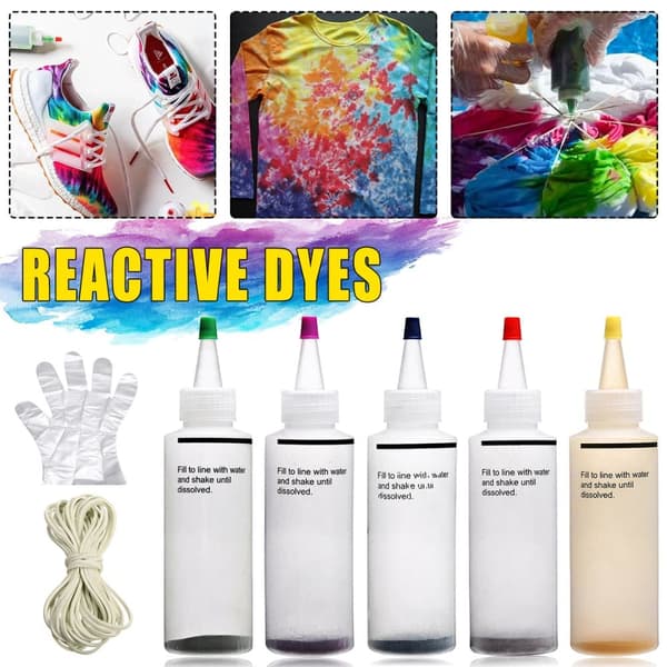 Tie-Dye Kit, tyg Textilfärger Levande tygtextil med 20 st gummiband och 4 st vinylhandskar