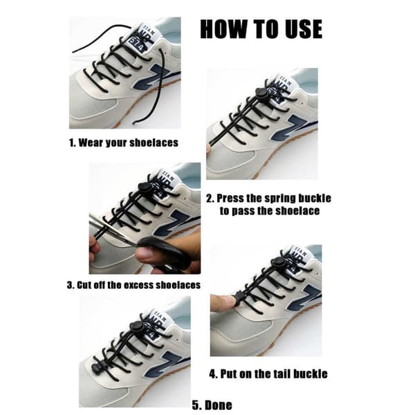 Elastiska Skosnören (Inklusive Dragsko) – No Tie Shoelaces – Svart