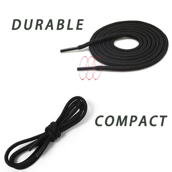 INF Runde skolisser 5 par Sort 4 mm/1.5 m
