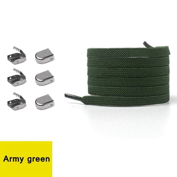 Slittåliga Elastiska Skosnören (Många färger) Militärgrön