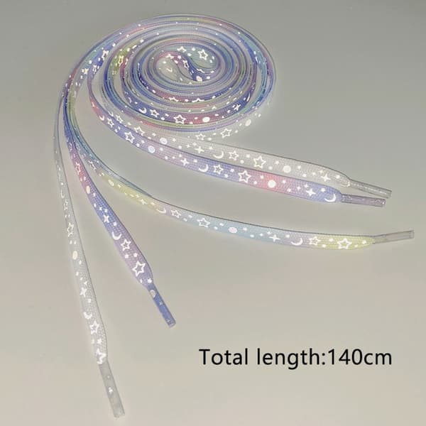 140 cm reflekterende skolisser til joggesko Canvassko Basketballsko etc - Yellow Blue Star