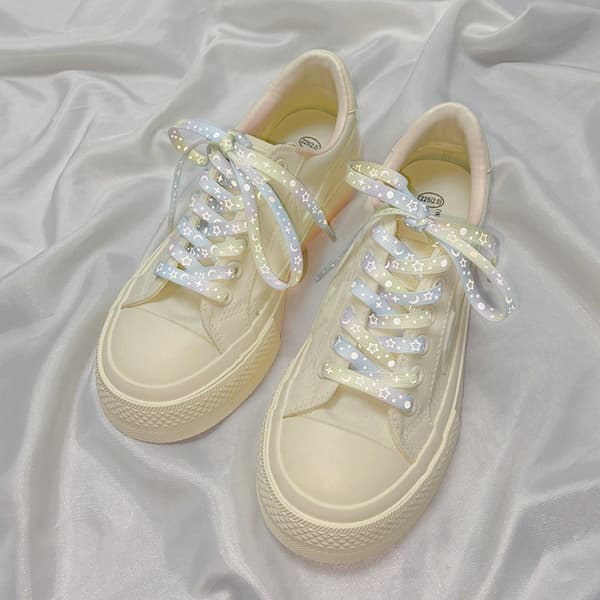 140 cm reflekterande skosnören för sneakers Canvasskor Basketskor etc - White Star
