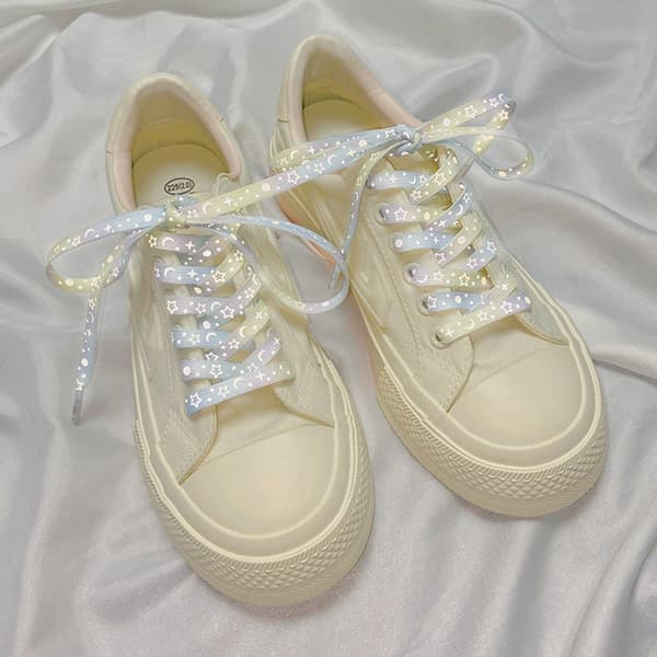 140 cm reflekterande skosnören för sneakers Canvasskor Basketskor etc - White Star