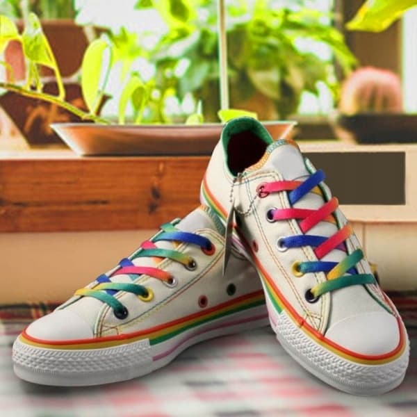 Regnbue snørebånd par regnbue LGBT farverige 100 cm