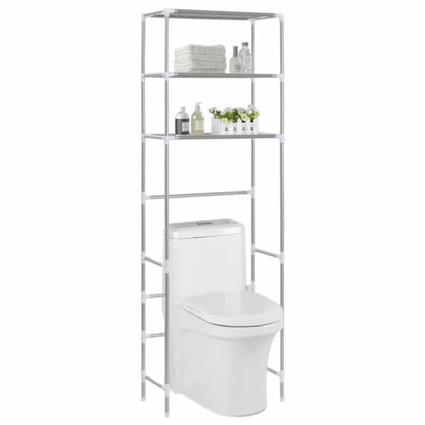 vidaXL opbevaringsstativ med 3 hylder 53x28x169 cm sølvfarvet