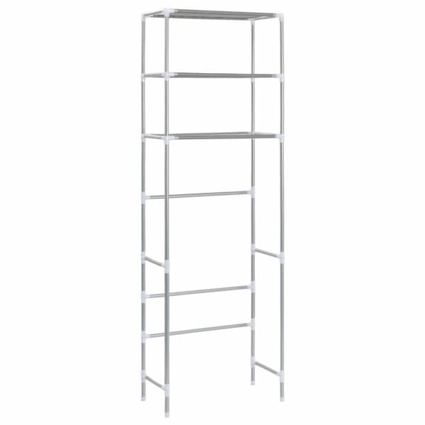 vidaXL Toaletthylla med 3 hyllplan silver 53x28x169 cm
