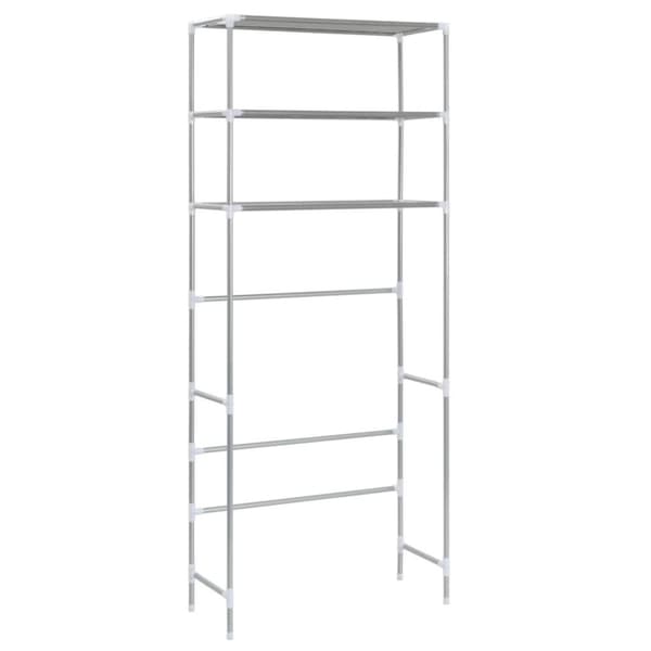vidaXL Säilytyshylly pesukoneen ylle 3 tasoa hopea 69x28x169 cm