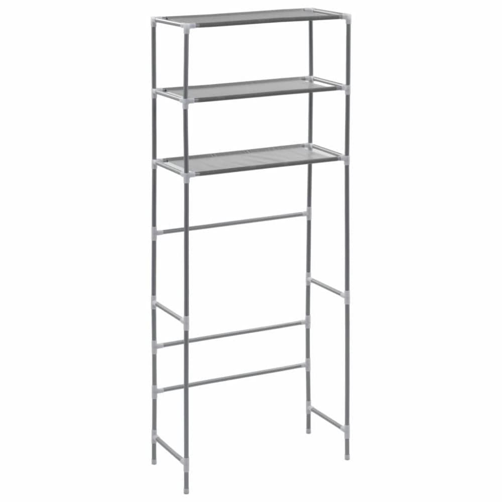 vidaXL Hylla för tvättmaskin med 3 hyllplan silver 69x28x169 cm