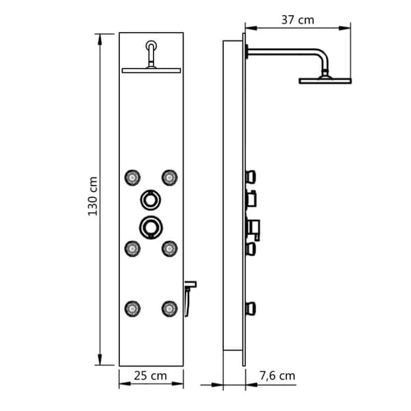 vidaXL bruserpanel glas 25 x 44,6 x 130 cm sort