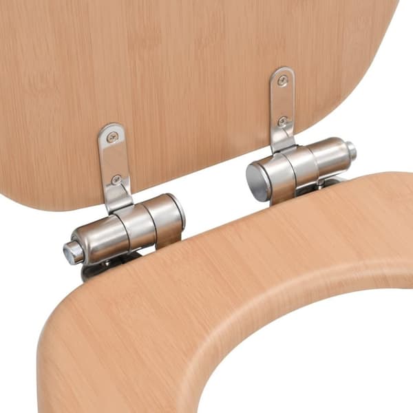 vidaXL toiletsæder 2 stk. med soft close-låg MDF bambusdesign
