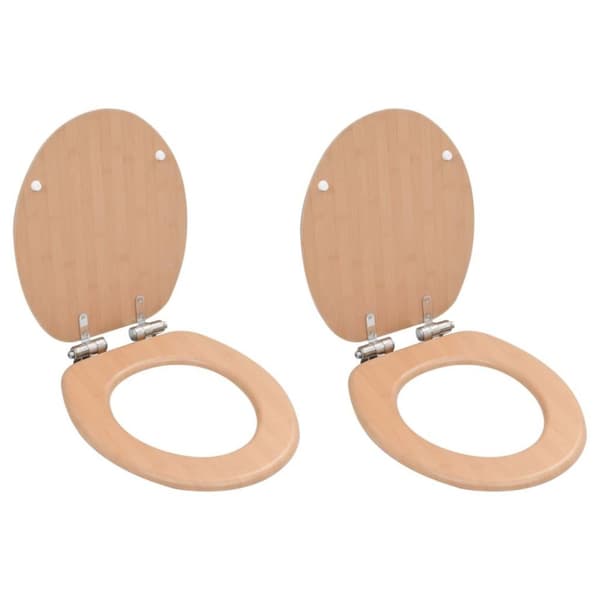 vidaXL toiletsæder 2 stk. med soft close-låg MDF bambusdesign