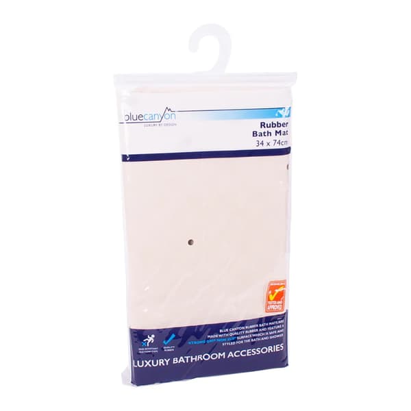 Blue Canyon Rubber Bath Mat Cream 34 x 74cm