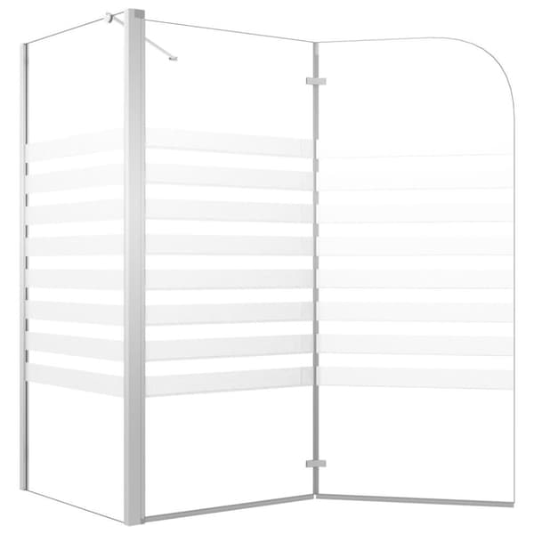 vidaXL brusevæg til badekar 120x68x130 cm hærdet glas stribet
