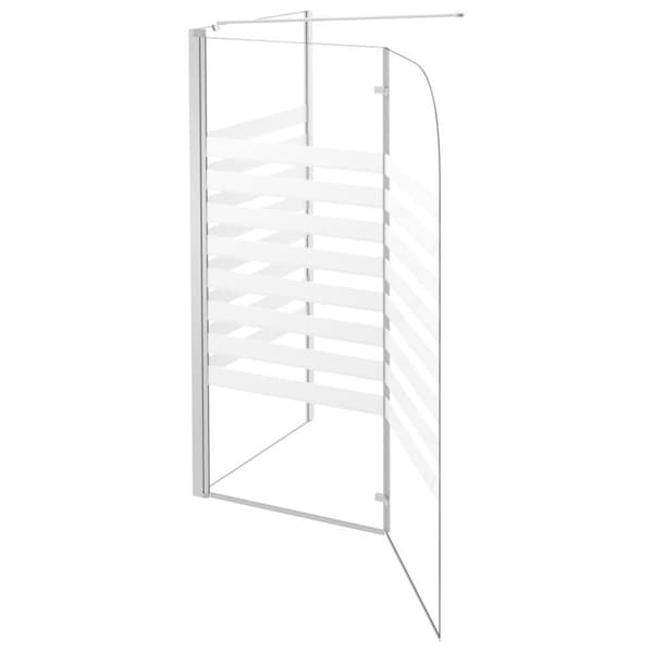 vidaXL brusevæg til badekar 120x68x130 cm hærdet glas stribet