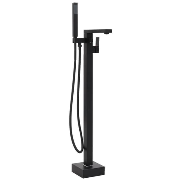 vidaXL fritstående badekarsarmatur 90 cm rustfrit stål sort