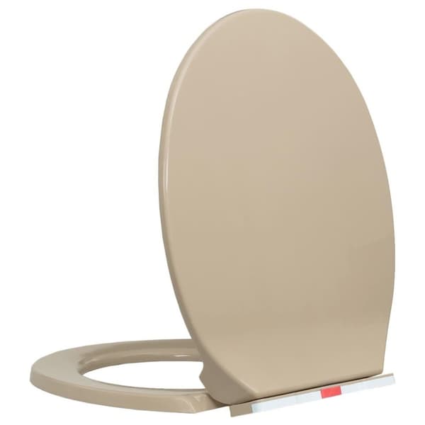 vidaXL Toalettsete myktlukkende med hurtigutløsing beige oval