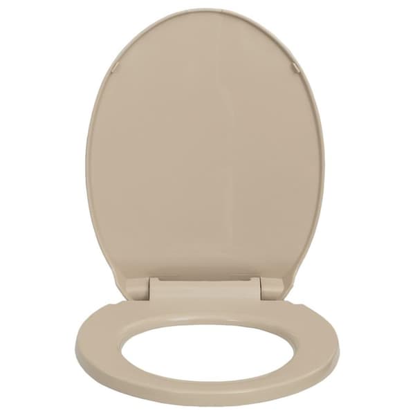 vidaXL Toalettsete myktlukkende med hurtigutløsing beige oval