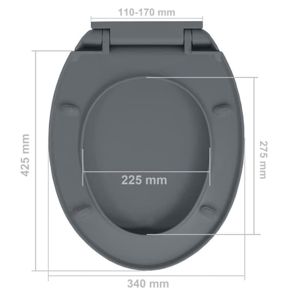 vidaXL toiletsæde med soft close oval grå