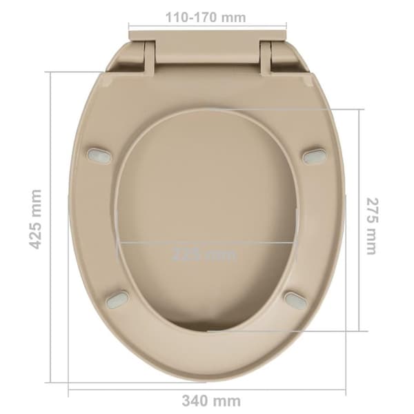 vidaXL soft close toiletsæde oval beige