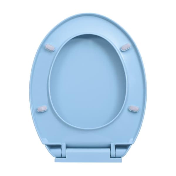 vidaXL Toalettsits mjuk stängning snabbfäste blå oval