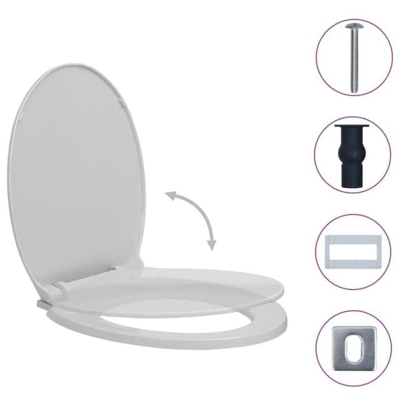 vidaXL toiletsæde med soft close og quick release-funktion oval lysegrå