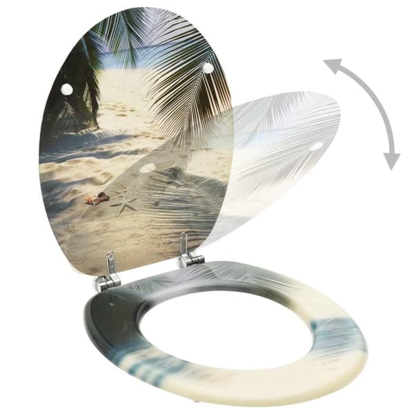 vidaXL toiletsæde med låg MDF stranddesign
