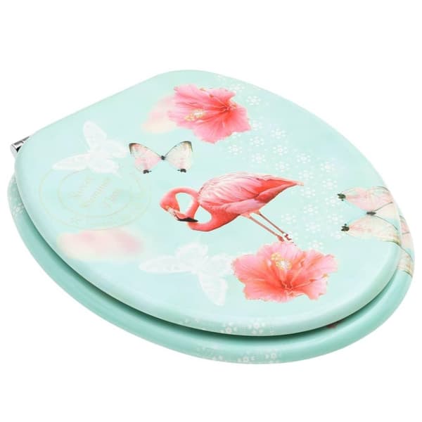 vidaXL toiletsæder med låg 2 stk. MDF flamingodesign