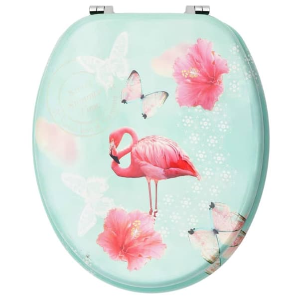 vidaXL toiletsæder med låg 2 stk. MDF flamingodesign