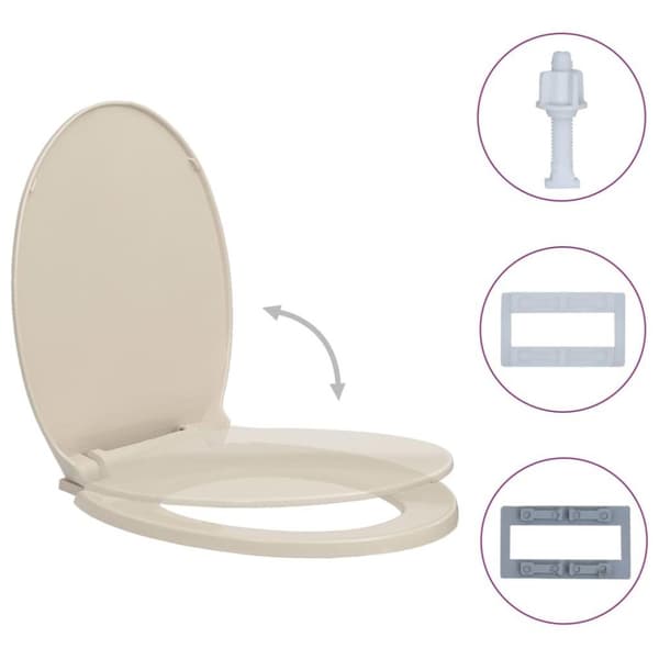 vidaXL Toalettsits mjuk stängning aprikos oval