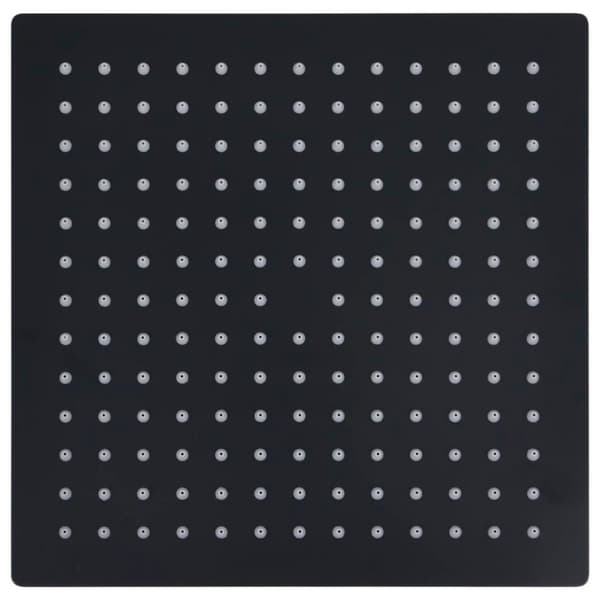 vidaXL Regndusjhode rustfritt stål 30x30 cm firkantet svart