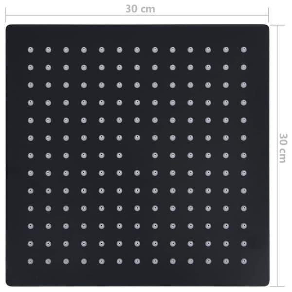 vidaXL Regndusjhode rustfritt stål 30x30 cm firkantet svart