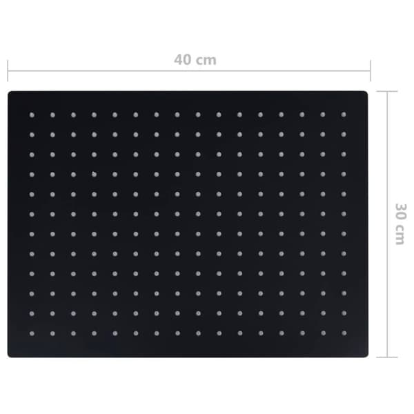 vidaXL Regnduschhuvud rostfritt stål 40x30 cm rektangulärt svart