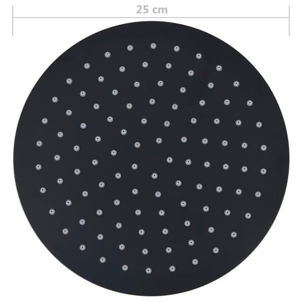 vidaXL regnbrusehoved rustfrit stål 25 cm rund sort