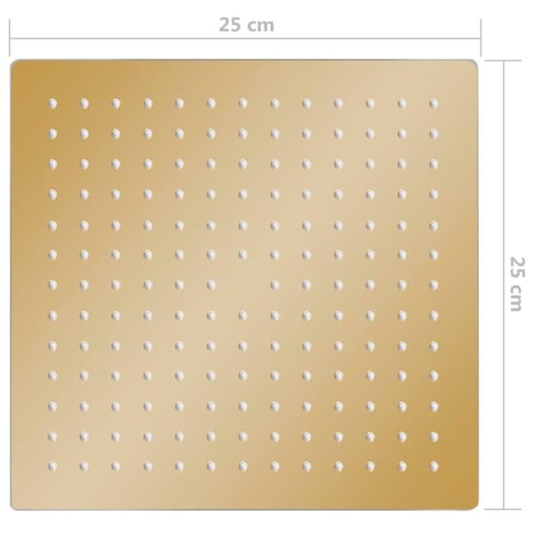 vidaXL Takduschhuvud rostfritt stål 25x25 cm fyrkantigt guld