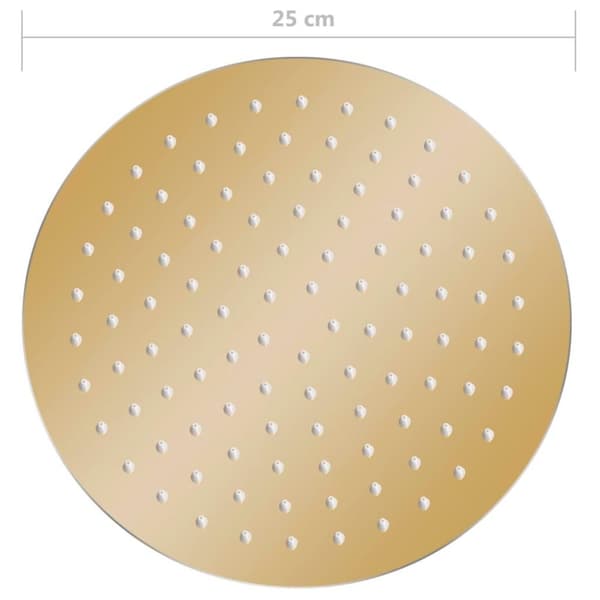 vidaXL regnbrusehoved 25 cm rund rustfrit stål guldfarvet