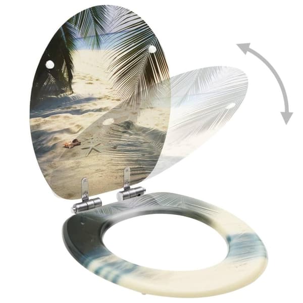 vidaXL Toalettsete med myk lukkefunksjon 2 stk MDF stranddesign