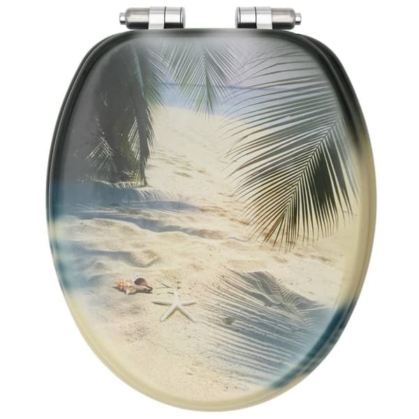 vidaXL Toalettsete med myk lukkefunksjon MDF stranddesign