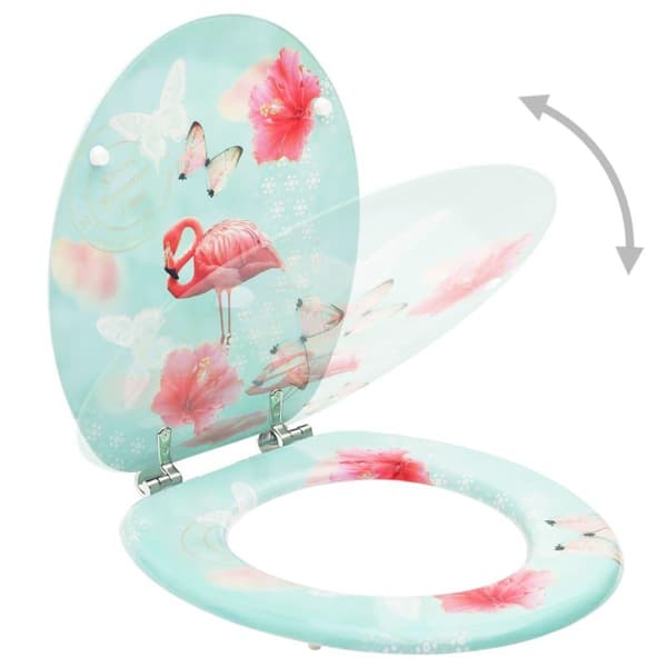 vidaXL Toalettsits med lock MDF flamingo