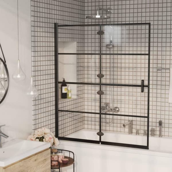 vidaXL foldbar bruseafskærmning 120x140 cm sikkerhedsglas sort