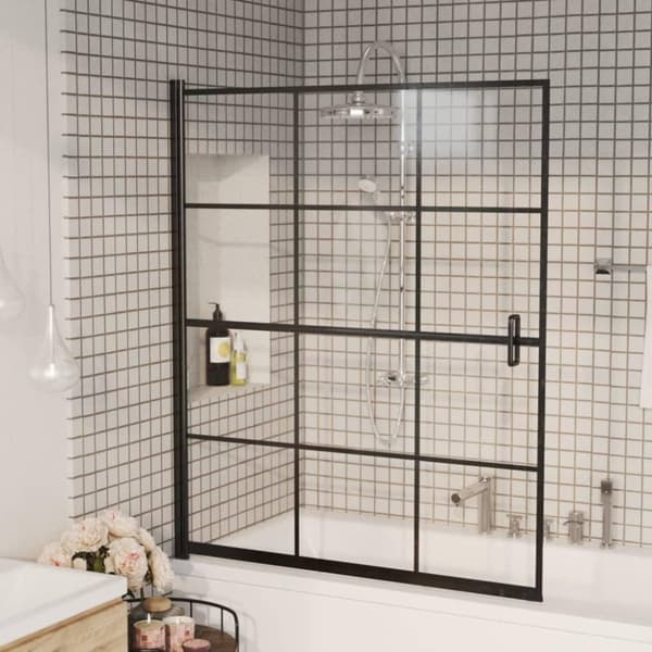 vidaXL bruseafskærmning 116x140 cm sikkerhedsglas sort