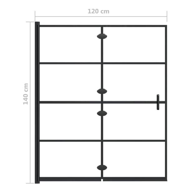 vidaXL Duschvägg fällbar ESG 120x140 cm svart