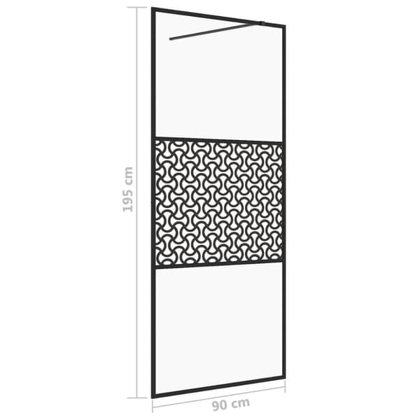 vidaXL brusevæg 90x195 cm klart sikkerhedsglas sort