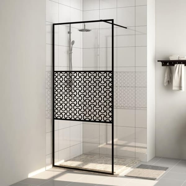 vidaXL brusevæg 90x195 cm klart sikkerhedsglas sort