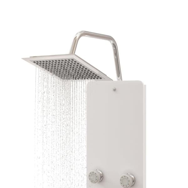 vidaXL brusepanel 25x47,5x130 cm glas hvid