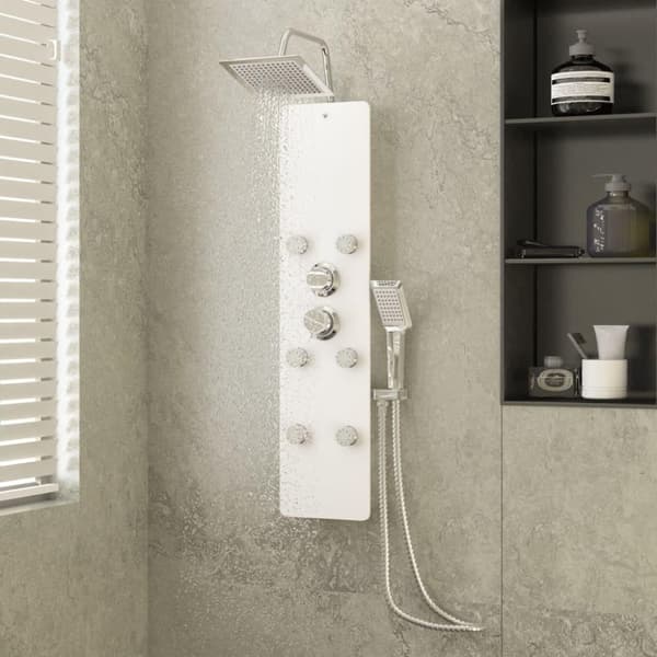 vidaXL brusepanel 25x47,5x130 cm glas hvid